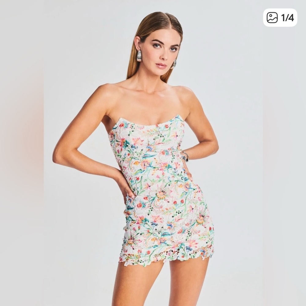 Rococo Sand Strapless Floral Dress - Multicolor